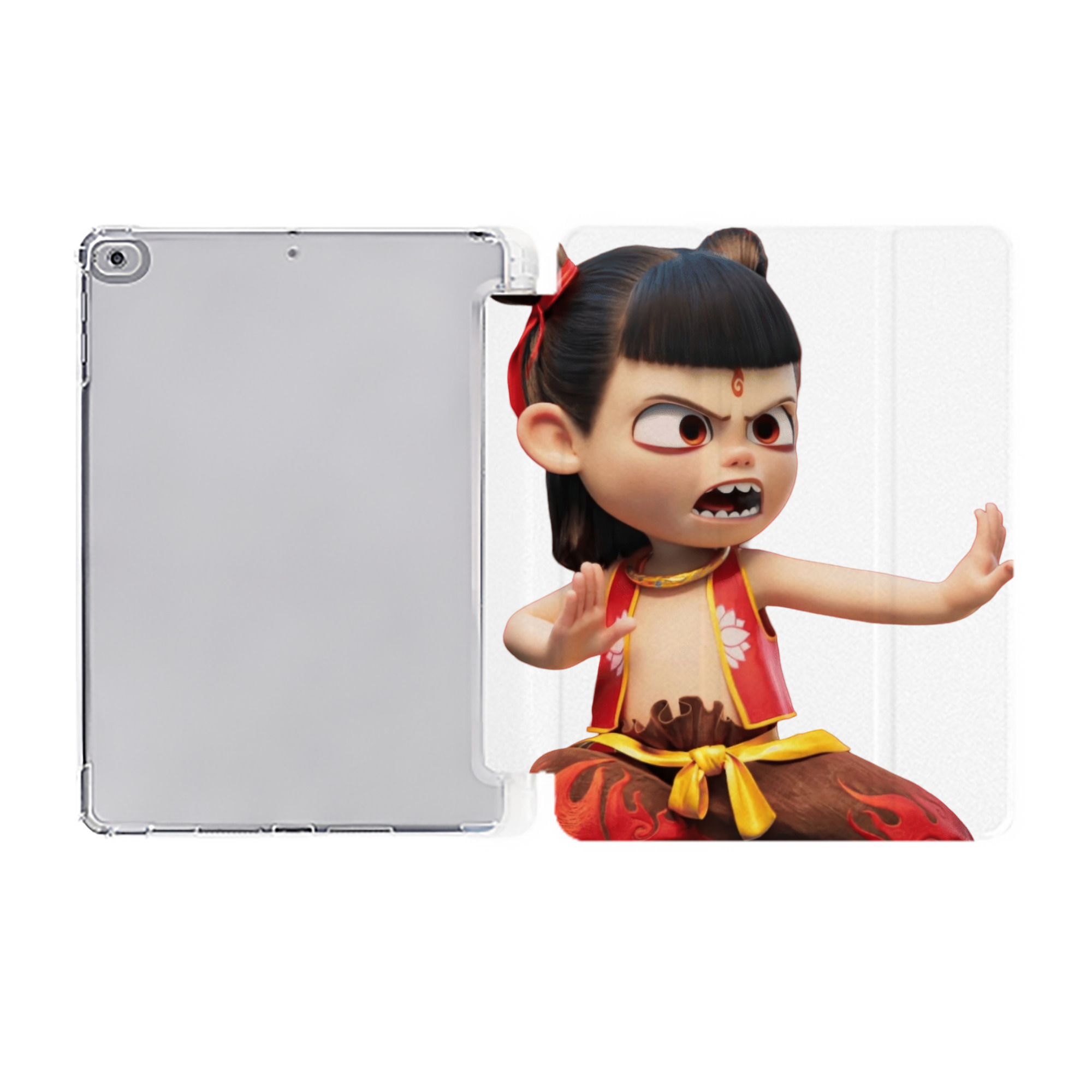 （画像用） Ne Zha 2 ナタ 魔童の大暴れ IPad ケース ペン収納付き 三つ折りスタンド PUレザー×シリコン 対応機種9.5/10.5/10.9インチ